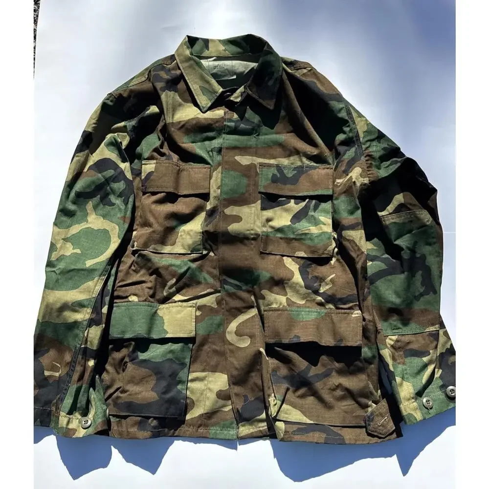 VINTAGE American Apparel Coat MEDIUM Regular Woodland Camo Hot Weather Combat - Picture 1 of 8